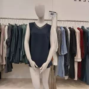 브이넥 민소매 쉬폰 블라우스 P232B049