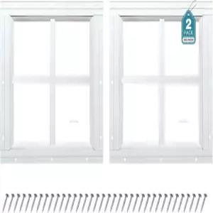 멜커스 헛간 창문 12 x12 2팩 트랜섬 고정 디자인 강화 유리 온실 차고 놀이방 저장실 흰색에 완벽합니다