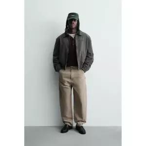 ZARA 워싱 페이크 스웨이드 재킷 - 라이트 그레이