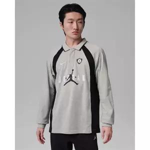 조던 플라이트 남성 긴팔 폴로 저지 - 그레이 헤더블랙블랙 IF1915-050 312638