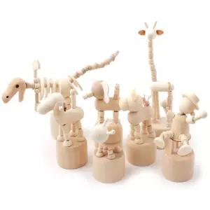 움직이는 원목인형 동물 모형 관절 나무 목각 인형
