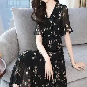 플라워 패턴 포인트 봄 가을 러블리 심플 여성 원피스 (HSJ-WB1A0BB)