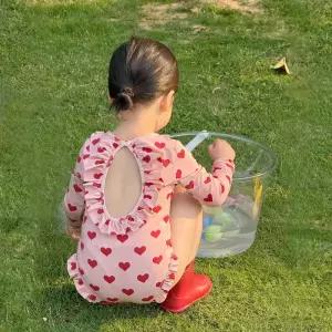 유아동 도트 프릴 래시가드 수영복 감성 패턴 공주