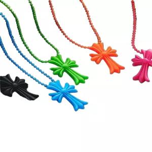 실리콘 십자가 목걸이 힙합 복고풍 패션 펜던트 컬러 주얼리