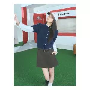 (35625AWM7R) [에잇세컨즈] 헤어리 반팔 카디건 네이비