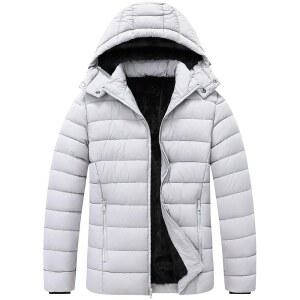 제노빅스 남성용 퀼트 패딩 다운 코트 방수 방풍 탈부착 후드 플란넬 안감 겨울 여행용 두꺼운 소재
