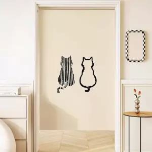 패브릭 가림막 일본식 노렌 현관 고양이 일러스트 방풍