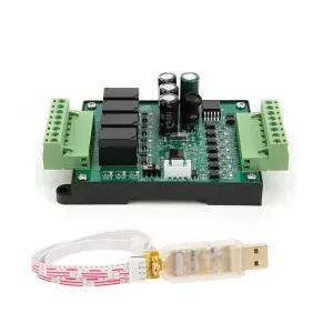 PLC 프로그래밍 가능한 로직 컨트롤러 FX2N-10MR 32 비트 산업용 제어 보드 릴레이 모듈 USB to TTL 케이블