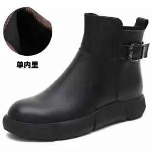 여사친 빈티지 가죽 통굽 워커 지퍼 사이드 부츠 컴포트 플랫워커 누벅 소프트 OP5