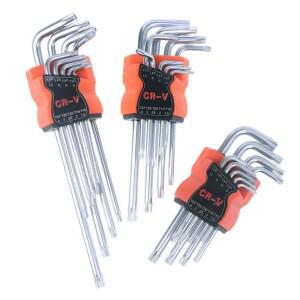 9개입 L형 양면 드라이버 육각 렌치 세트 플랫 볼 토르크 별모양 스패너 키 수공구 1.5-10mm