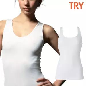 트라이 TWRSB07 빅사이즈 여성 민소매 교복 블라우스 순면 런닝 1종(85~105)