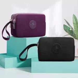 트리플 지퍼수납포켓 스퀘어쉐입 손잡이 클러치백 여자손가방 여자파우치 여자파우치백