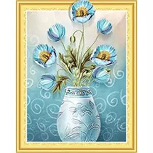 캔버스보석십자수 우아한 블루 화병 캔버스 보석십자수 40x50 케이엠엘리