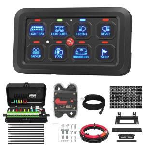 DaierTek 8 갱 스위치 패널 RGB LED 조명 다기능 포드 토글 순간 펄스 터치 컨트롤 차량용 ATV UTV 보트 마린용 디밍블