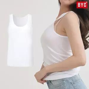 BYC 여성런닝 흰색 순면 무지 엄마 할머니 민소매 조끼 나시