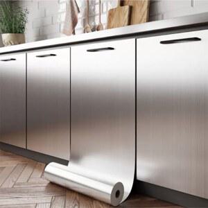 40cm 실버 벽 스티커 스테인리스 스틸 장식 스티커 주방 거실 냉장고 조리대 셀프 접착 벽지
