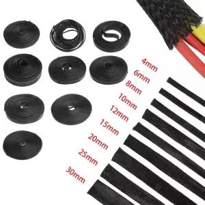 투명수축튜브 길이 3M5M 검은색 나일론 메쉬 튜브 PET 와이어 나 포장 절연 브레이드 꽉 1mm~50mm 케이블