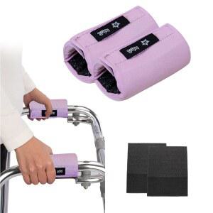 접이식 휠체어 롤레이터 목발 손잡이 패드 2팩(보라색)을 위한 유니버설 워커 핸드 그립 패딩 커버 미끄럼 방지 쿠션