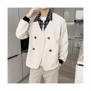 남성 멋쟁이 정장 자켓 프렌치룩 문양 페이크 코트 더블 스포M1