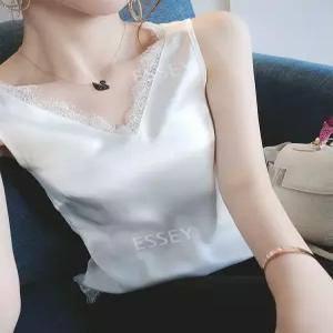 실크 레이스탑 나시 레이스 레이어드