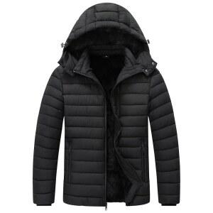 제노빅스 남성용 퀼트 패딩 다운 코트 방풍 방수 플란넬 안감 탈부착 후드 겨울 보온을 위한 두꺼운 소재