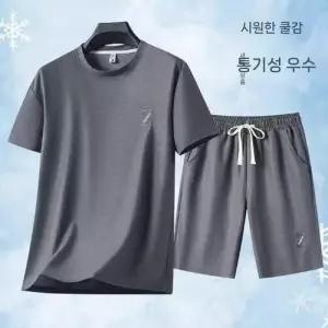 남사친 여름 캐주얼 투피스 반팔세트 트레이닝 세트 반팔 티 빅사이즈 반바지 CH2