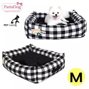 하우스 베드 블랙 하모니 체크 미디움 강아지 하우스 방석 쿠션 애견용품