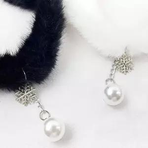 (별별창고) 눈꽃 진주 초커 퍼 쵸커 겨울 마틸다 셀프웨딩 목걸이 시크