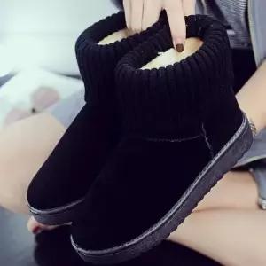 겨울부츠 여자 니트 발목 스웨이드 방한부츠 미들 털부츠