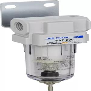공압플러스 SAF200-N02B 미니어처 압축 공기 미립자 필터 1/4 NPT - 폴리 볼 수동 배수 브래킷