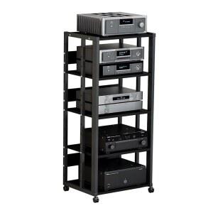 바퀴가 달린 jvsufuik 5단 AV 미디어 스탠드, 조절 가능한 선반이 있는 콘솔 캐비닛, 금속 오디오 랙, 모바일 게임 레코드 플레이어용 스테레오 DVD, TV 박스