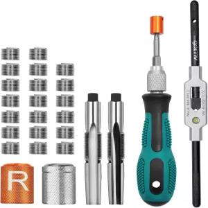 올투 자전거 스레드 수리 키트 9/16인치 - 크랭크 보호 기능이 있는 페달 탭핑 도구 스틸 복원기 하단