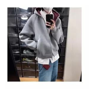 남자 댄디 집업 가디건 공기층 카디건 후드티 봄 제왕 레드 내피 컷팅 상의 SPO마켓1