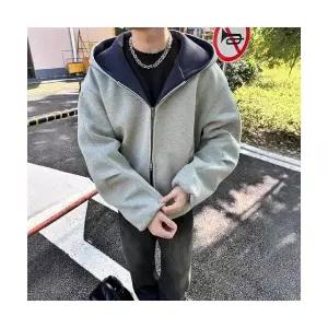 남자 댄디 집업 가디건 이중 카디건 봄가을 오버핏 빳빳한 후드 SPO마켓3