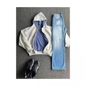 남자 댄디 집업 가디건 연그레이 후드 카디건 봄가을 체크 양면 상의 SPO마켓3