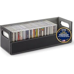가정용 CD 보관함, 영화 케이스용 정리함, DVD, 카세트 테이프 진열대, 디스크 홀더는 최대 40장의 CD를 보관할 수 있으며, 인조 가죽(블랙)을 보관하세요