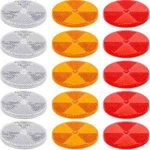탈루 15팩 3.165인치 전면 원형 반사경 중앙 장착 구멍이 있는 트레일러 안전 게시물 흰색 빨간색으로