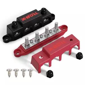 커버가 있는 X-BUL 12V 250A 4 스터드 파워 분배 블록 x 5/16(M8) 해양 배터리 버스 바 및 3x 8(M8) 스크류