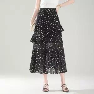 여자 데일리 쉬폰 스커트 여름 트임 밴딩 캐주얼 롱 SPO마켓2