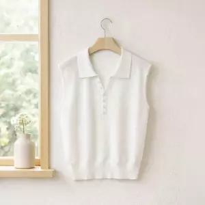 TE 봄 미시 니트나시 데일리 오피스 카라넥 민소매 여름 40대 여성 그레이 네이비