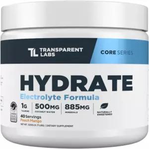 투명 랩스 천연 감미 전해질 분말 - 코코넛 워터 칼슘 타우린 칼륨이 함유된 수화 40인분 피치 망고