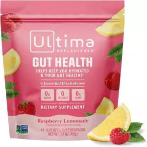 울티마 보충제 장 보조제 및 전해질 분말 - 라즈베리 레모네이드 스틱팩 14개 상의 이점이 추가된 수분