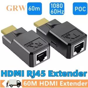 HDMI리피터 60M HDMI 호환 기 RJ45포트 네트워크 HD 1080P 60Hz - Cat-5e67 UTP LAN RJ45 POC