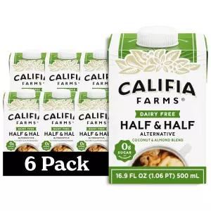 캘리포니아 농장 - 무가당 베터 하프 앤 대용품 16.9온스 6팩 아몬드 우유 코코넛 크림 커피 크리머 케토