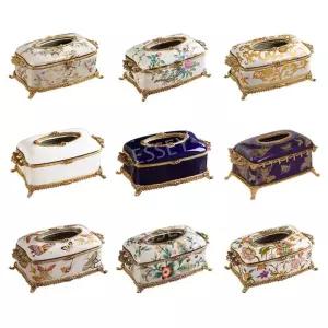 각티슈 사각 구리 중식 커버 고급스런 시트커버 도기 케이스 장식 세라믹 럭셔리 티슈