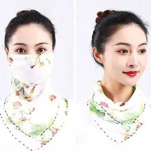 산책마스크 한강 나들이 여성 스카프 그린