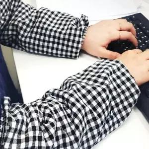 사무용팔토시 코튼 면 체크무늬 토시 블랙