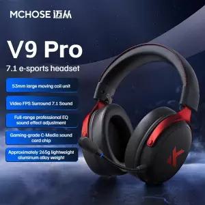 MCHOSE V9 pro E-스포츠 헤드셋마이크 포함 트라이 모드 게임용 USB 무선 7.1 채널 서라운드 사운드 휴대용