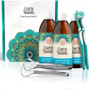 구루난다 오리지널 오일 풀링 구강청결제 치아 및 잇몸 과 상쾌한 숨결을 위한 코코넛 참깨 알코올 프리