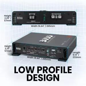 BOSS 오디오 시스템 R1100M 모노블록 차량 증폭기 - 1100 고출력 2-8옴 안정적 저/고수준 입력 저역 통과